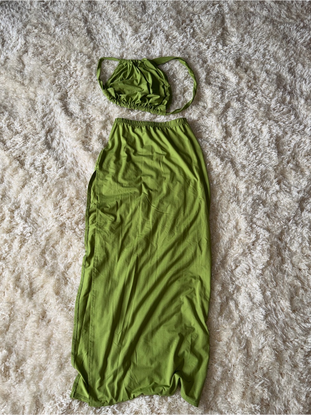 SHEIN Lime Green Strapless Tube Dress with Matching Bottom
